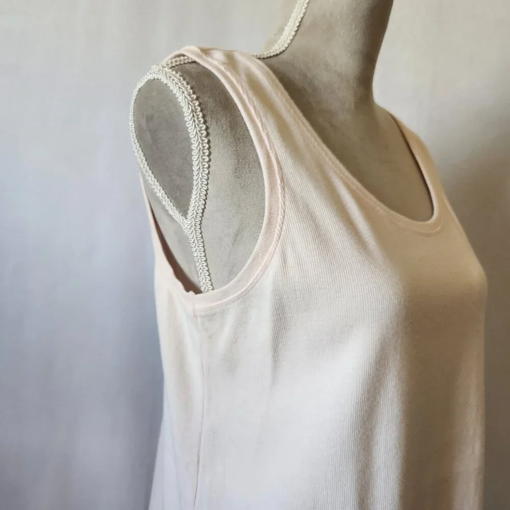 Chico's Women Size 2/12-14 (L) Pastel Pink Sleeveless Scoop Neck Ribbed Tank Top - Picture 6 of 12